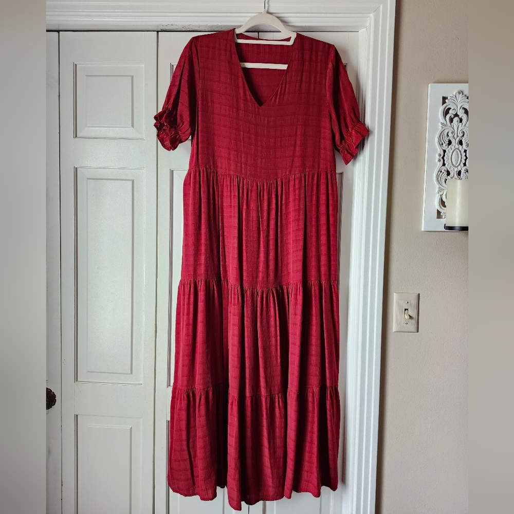 Elegant Burgundy Red Maxi Pullover Dress